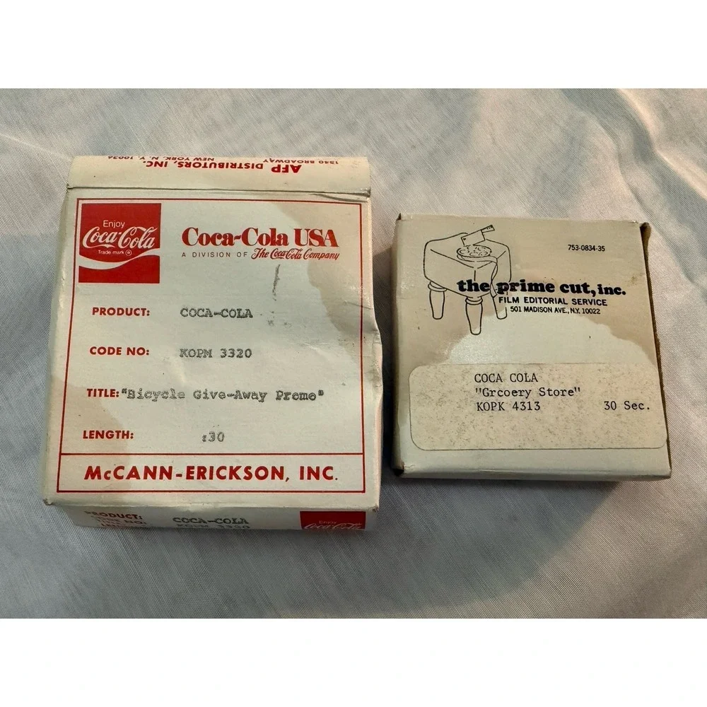 Lot Of 2 Film VTG 1970s Reels TV Commercial soda Coca Cola Bicycle Grocery Store